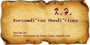 Korcsmáros Honóriusz névjegykártya